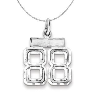 Silver, Varsity Collection, Small D/C Number 88 Necklace - 20 In